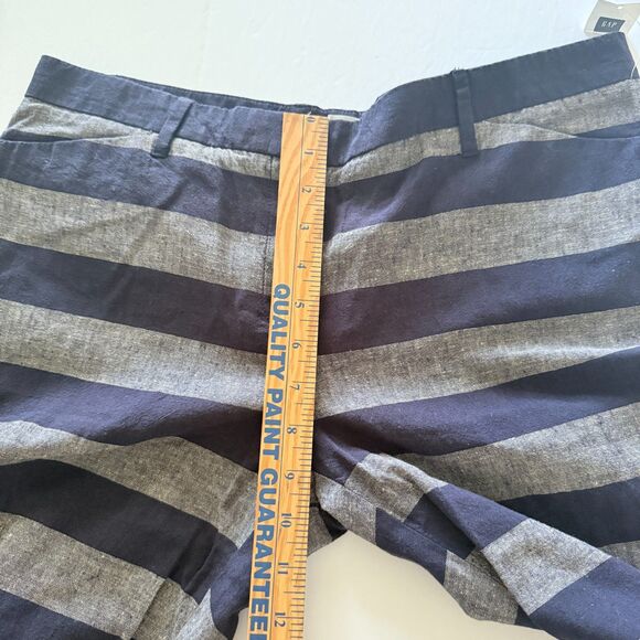 NWT GAP Slim Crop Pants Rugby Stripe Linen Cotton Blend Lightweight Trousers 6 - Picture 7 of 10